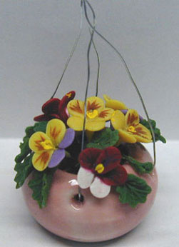 Dollhouse Miniature Pansies-Hanging